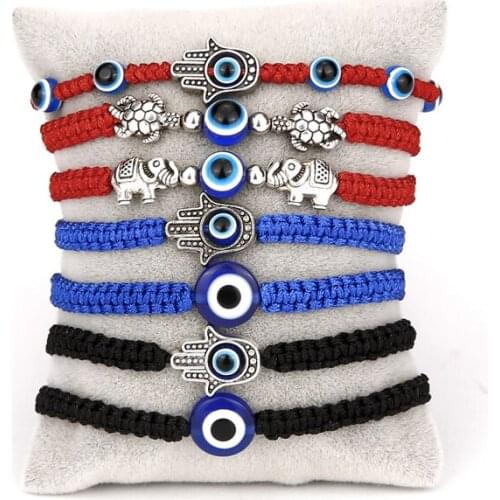 2021 amulet Turkish Evil Eye Charms Bracelet for women men girl Handmade Black Red String Rope Couple Bracelet Friends Jewelry