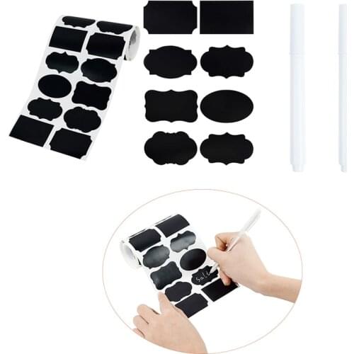 250/roll Blank Blackboard Labels Stickers With Marker Pen Chalkboard Kitchen Spice Label Tags Home Jam Jar Bottle Customize Tags