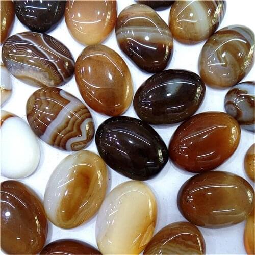 50Pcs 18x13x5mm Wholesale Brown Stripes Onyx Agate Oval Cab Cabochon DIY Jewelry Making Accessories M87