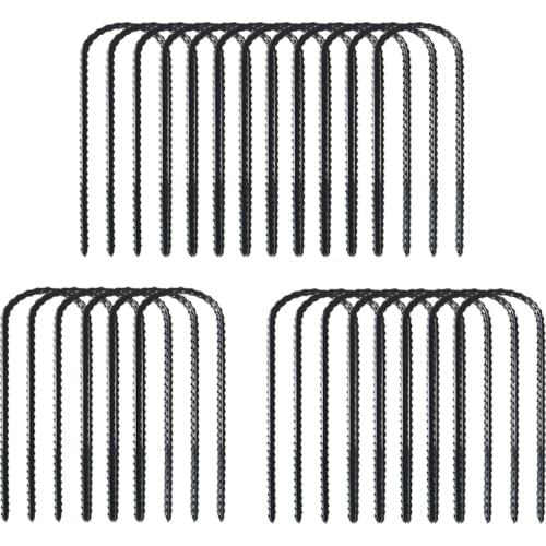 Trampolines Wind Stakes Black Powder Coated Rebar Steel-Heavy Duty U Shape Ground Anchors for Camping Tent-Garden Staple