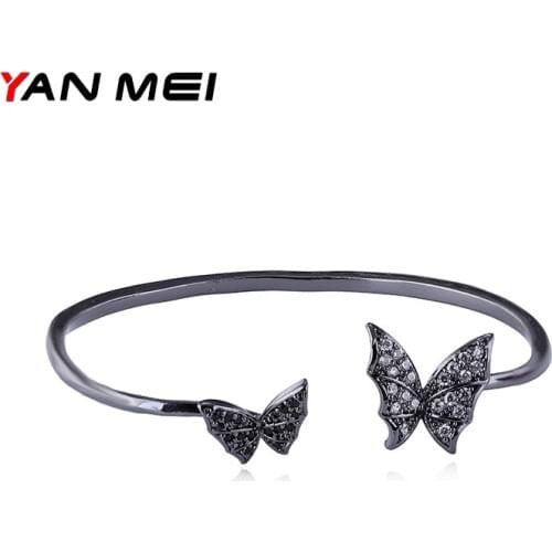 YANMEI double Butterflies Crystal Bracelets for women Adjustable Woman Bracelet Cubic Zirconia Jewelry Gifts YMS0715