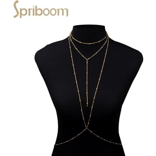 Bikini Body Chain for Women Personality Bead Chains Gold Silver Color Sexy Belly Chains Fashion Body Jewelry Lady Accessories