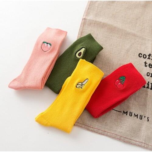 DHL 100pair Cool Skateborad Short Cartoon Fruit Sock Art Fashion Cotton Cartoon Colored Ankle Socks Female