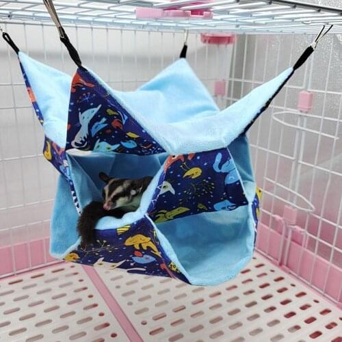 Pet Hammock Small Animal Hanging Hammock Pet Triple Bunkbed Hammock Toy For Ferret Hamster Parrot Guinea Pig Chinchilla