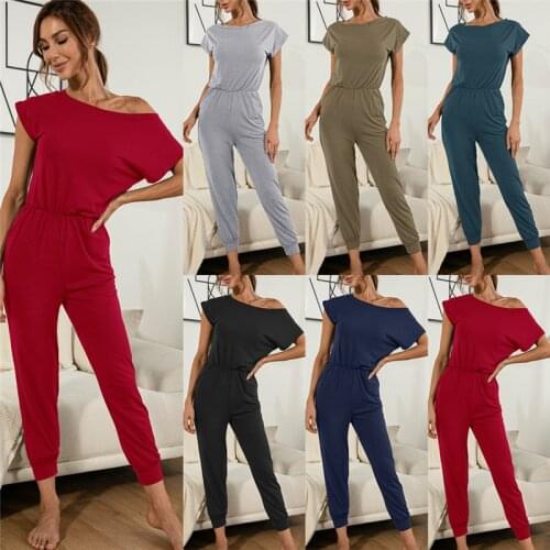 Fashion Women Summer StreetwearSolid Color Jumpsuits Hollow Out Design Button Decor O-Neck Short Sleeve Mid Waist Slim Jumpsuits