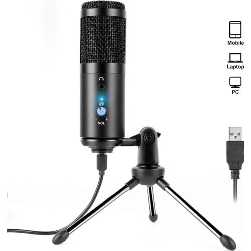 Laptop USB Condenser Microphone Gaming Video To Sing Live Broadcast Karaoke For Pc Microfono Studio Recording With Tripod