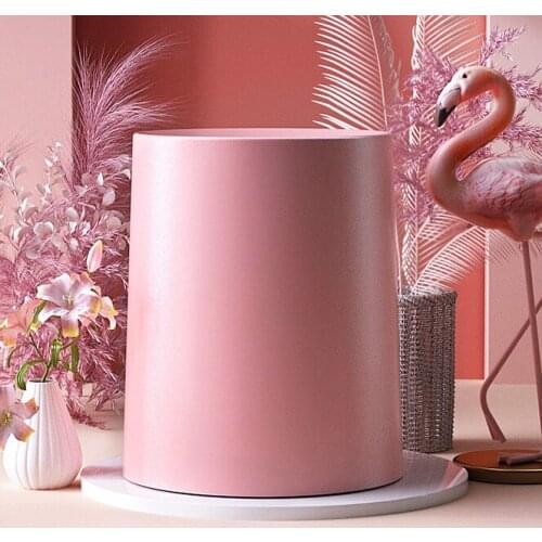Round edge lovely girl heart garbage can tough material with cover room household paper basket strong and durable