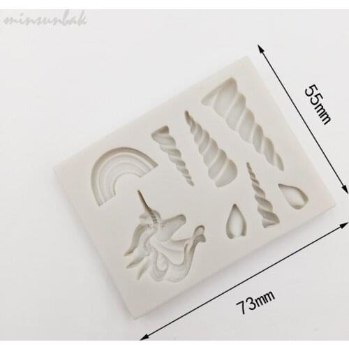 Minsunbak Unicorn Silicone Fondant Mould Rainbow Wedding Cake Decorating Tools Chocolate Gumpaste Mould
