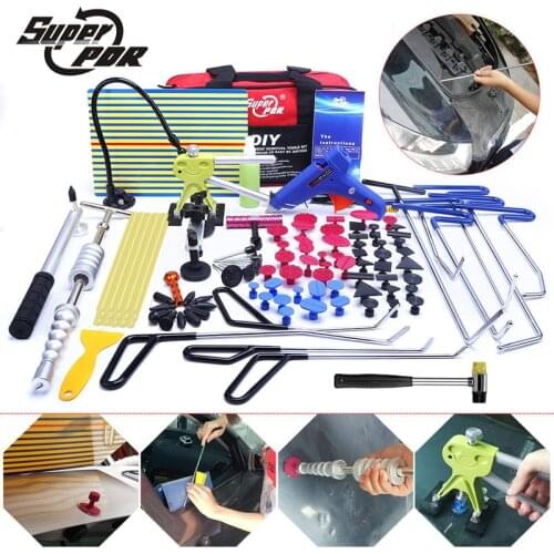 PDR hooks tools Paintless Dent removal tool kit Push Rod Car Crowbar Reflector Board pulling bridge glue puller hand tools set