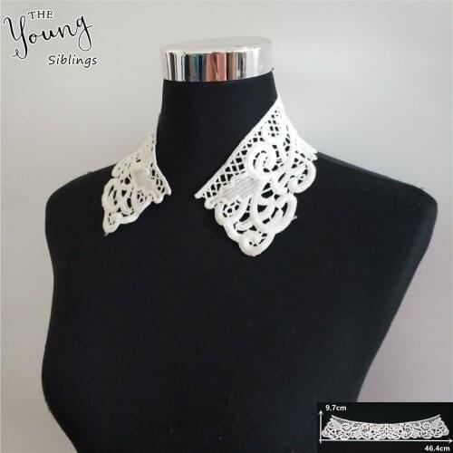 Black and white lace fabric shawl embroidery false collar applique sunscreen DIY craft clothing accessories 1 piece for sale