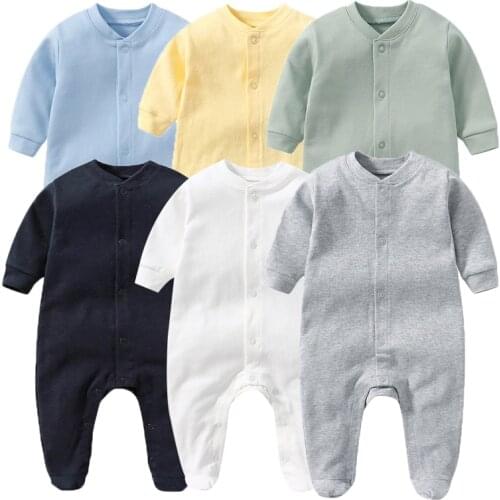 Unisex Cotton Solid Newborn Baby Boy Clothes Full Sleeve Baby Romper O-Neck Baby Girl Clothes Autumn Roupa De Bebe