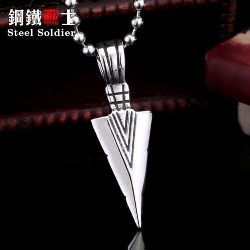 Steel soldier dropship stainless steel jewelry arrowhead pendant VIKING men personality retail punk necklace pendant
