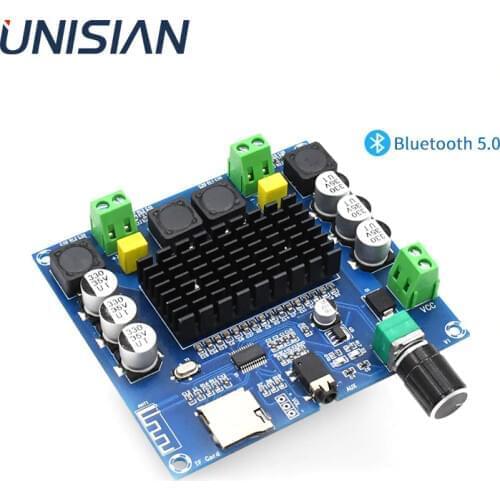 UNISIAN Bluetooth 5.0 TDA7498 Audio Power Amplifier board 2x100W Stereo Digital 2.0 channel Amp Module Support TF Card AUX