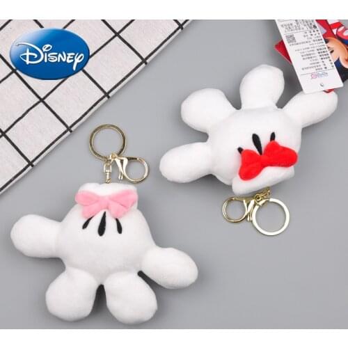 Genuine Fashion Disney 11cm Mickey Mouse Minnie Cute Hand Palm Cartoon Plush Doll Keychain Schoolbag Pendant Toy For Girl