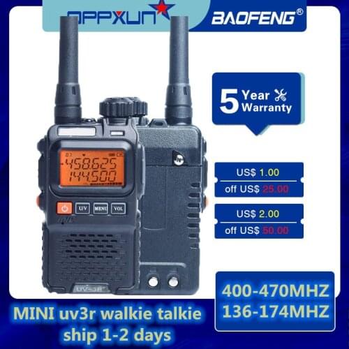 Baofeng UV-3R + UV3R portable walkie-talkie ham radio VHF UHF dual frequency two-way radio MINI radio broadcasting station