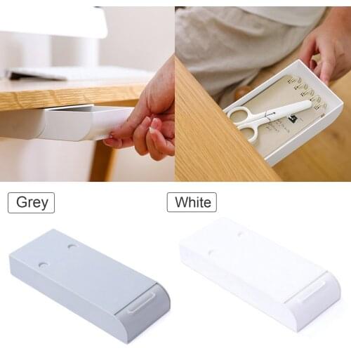 Under Desk Self-adhesive Stationery Storage Drawer Pencil Tray Makeup Tools Organizer Box for Desk Dressing Table