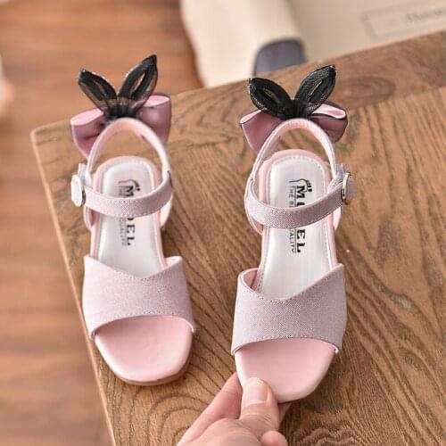 Girls Pu Leather Sandals 2020 Summer Fashion Bowknot Show Shoes Kids Soft Comfortable Princess Shoes Dance Shoes D178