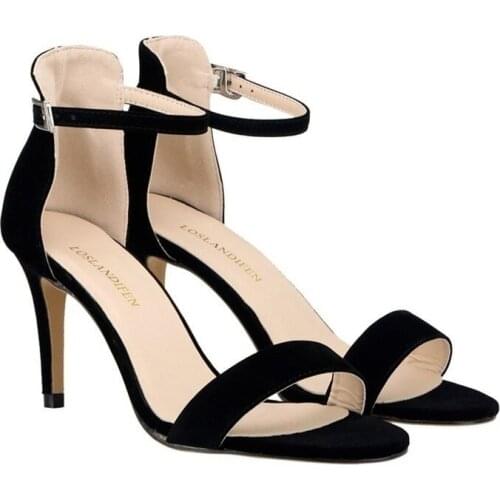 Ladies Womens Suede Mid High Heel Sandal Peep Toe Summer Casual Ankle Strap Shoes