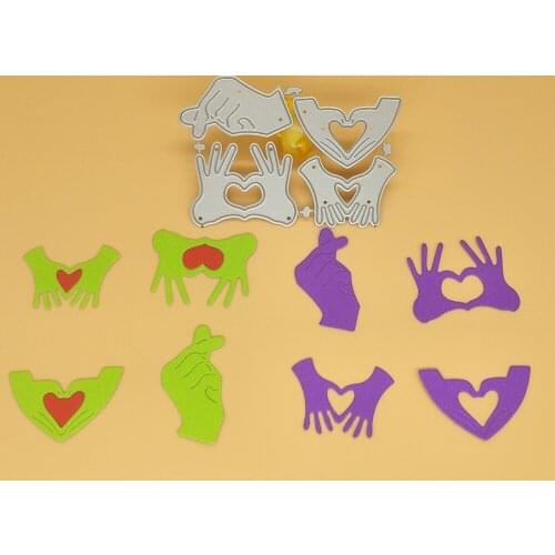 4 types of metal cutting die with heart gesture for DIY scrapbooking, card making, photo album decoration, embossing crafts