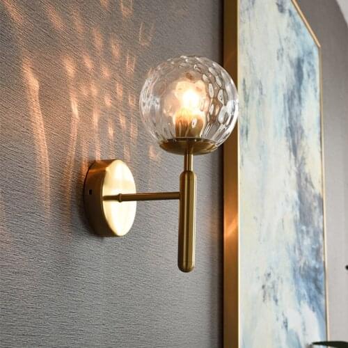 Nordic Light luxury LED wall lamp modern Simplicity Glass ball gold lighting sconces indoor bedroom bedside living room fixture