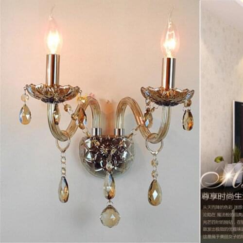Loft Antique Led Candle Wall Lamp Cognac Crystal Fixture Led Lamparas Bedroom Kitchen lighting Retro Indoor Wall Light Sconce