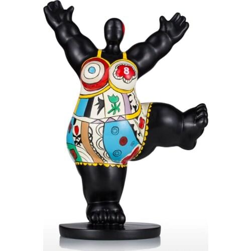 Tooarts Gym Fat Woman Tooarts Fiberglass Sculpture Exaggerative Modeling Decorativee Ornament Craft Gift Home Decoration