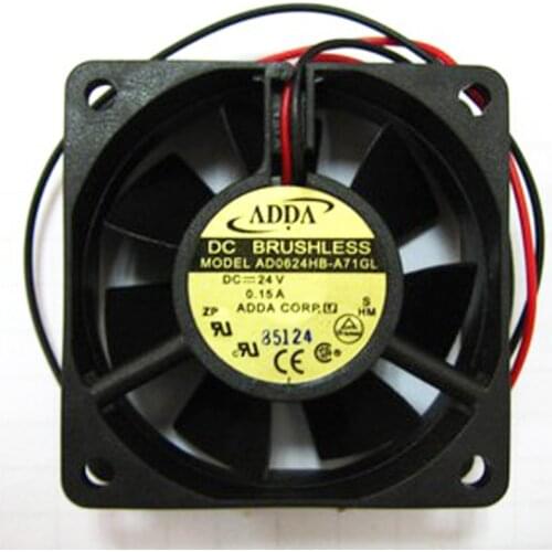 ADDA AD0624HB-A71GL 6025 6cm 60*60*25mm DC 24V 0.15A 2-Wires Brushless axial server inverter Cooling Fan