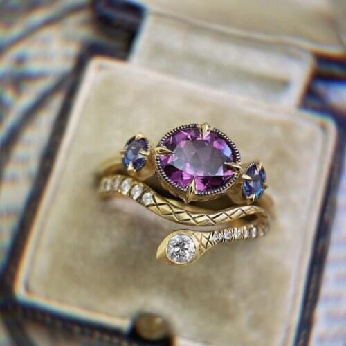 Vintage Amethyst Rings for Women S925 Jewelry Ring Wedding Engagement Party Gemstone Indian Fine Jewelry Gift Hot Sale 2021