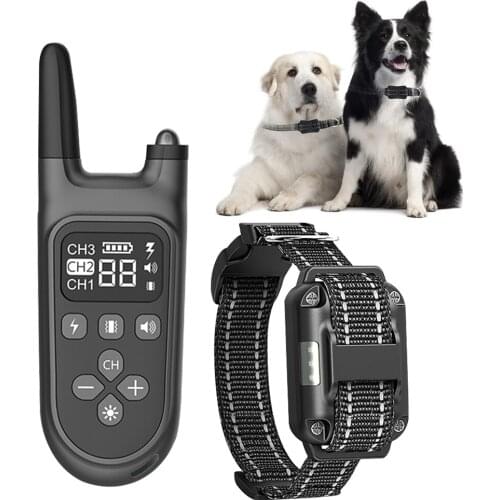 Waterproof Pet Dog Training Collar USB Rechargeable Shock Vibration Anti Barking Dog Supplies 800m Remote Control Dog Collar