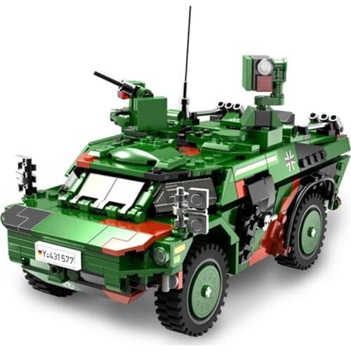 Xingbao WW2 Germany Military Series 692pcs Fennek Wheeled Armored Reconnaissance Vehicle Building Blocks Bricks Montessori Toys