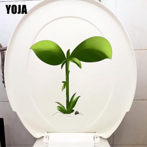 YOJA 23.1*22.4CM Cartoon Green Leaf Bud Childern Bedroom Wall Decor WC Toilet Seat Stickers T1-0826