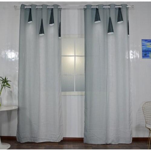 FMH Drapery Curtain Panels for Living room Bedroom French Window Faux Linen sheer Magnetic Knob Tiebacks Included Lights Printed