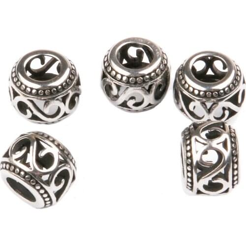 Antique Silver Color, 1PCS Stainless Steel Hollow Pattern Loose Beads, Charms for Jewelry Making, Handmade DIY Accessories