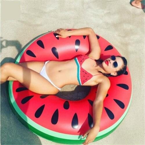 2021 New 120cm Watermelon Pool Float Inflatable Circle Swimming Ring for Kids Adult Floating Seat Summer Beach Party Pool Toys