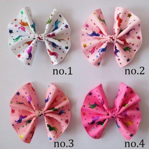 50 BLESSING Girl 3" Fan Hair Bow Clip Unicorn Wholesale Laser Gold Stamping