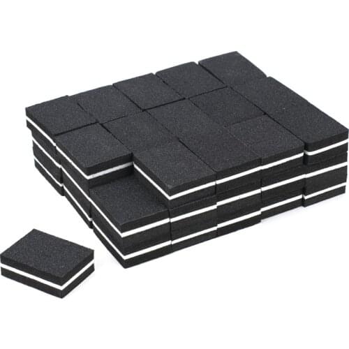 50pcs/Lot Mini Nail Sponge Black Nail File Buffer Block 100/180 Double sided Sanding Pedicure Manicure Small Files Nail Art Tool