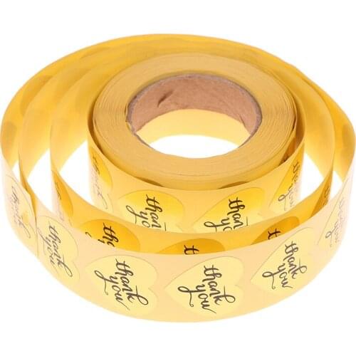 500pcs/roll Scrapbooking Kawaii Cake Biscuit Heart THANK YOU Stickers Adhesive Stationery Baking Sealing Labels Gift Box