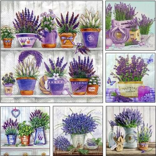 5D DIY Diamond Painting Full Drill Lavender Flower Diamond Mosaic Stitch Interior Paintings Art Picture Handicraft Home Decor