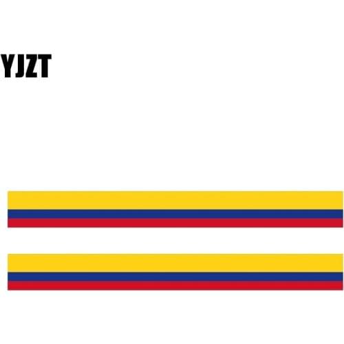 YJZT 2X 15.7CM*1.7CM Car Accessories Colombia Flag Decal Helmet Car Sticker 6-1139
