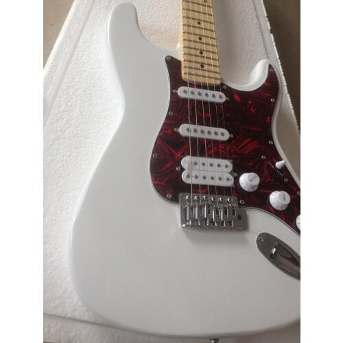 Free delivery / white red armor protection board high end Guitar / customizable Chinese electric guitar