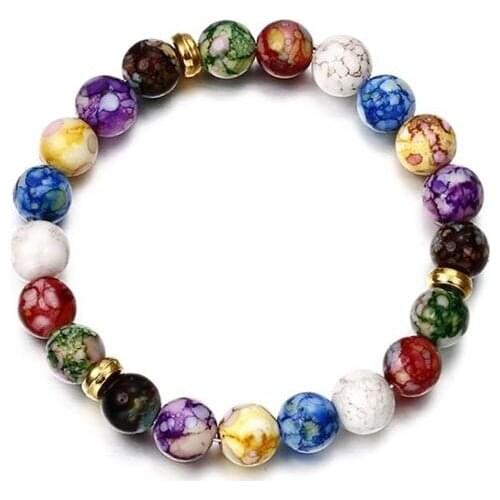 Natural Agate Stone Yoga Energy Beads Bracelet For Men Women Yoga Jewelry Colorful Agates Beaded Bracelet Jewelry Accessories