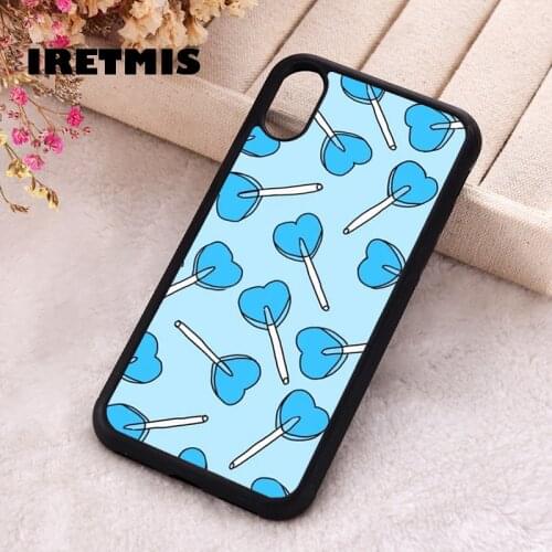 Iretmis 5 5S SE 2020 Phone Cover Case for iPhone 6 6S 7 8 Plus X Xs XR 11 12 Mini Pro Max Rubber Aesthetic Blue Candy Lollipops