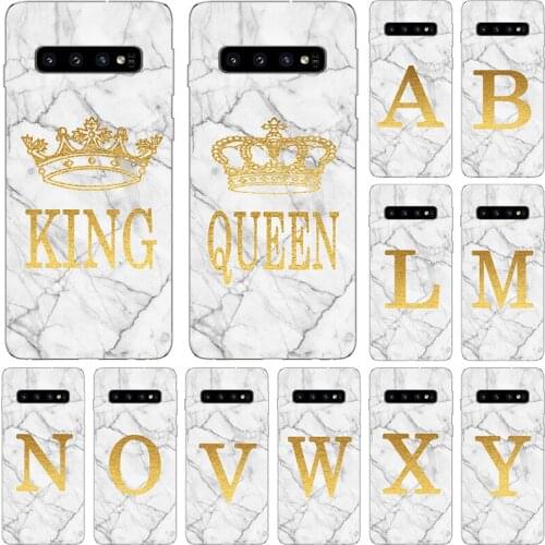 Phone case For Samsung Galaxy S10 Lite Plus 5G S10E S9 S8 Plus White Marble Golden English Letter Fashion Name Back Cover Shell