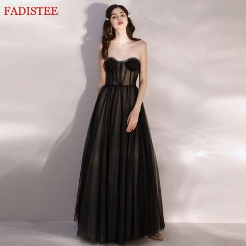 Black strapless Lace beads vestidos de fiesta de noche prom party evening dresses robe de soiree gown long robe de soiree