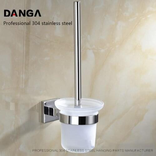 Toilet Brush Holder Set Wall-mounted Cleaning Brush Round Frosted Glass Household Toilet Brush Bathroom Accessories Wc Borstel