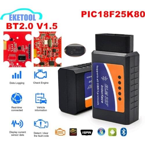 ELM327 V1.5 Supports More Cars 100% Hardware V1.5 ELM 327 Bluetooth 1.5 Car OBD2 Diagnostic Code Reader Works Android Torque/PC