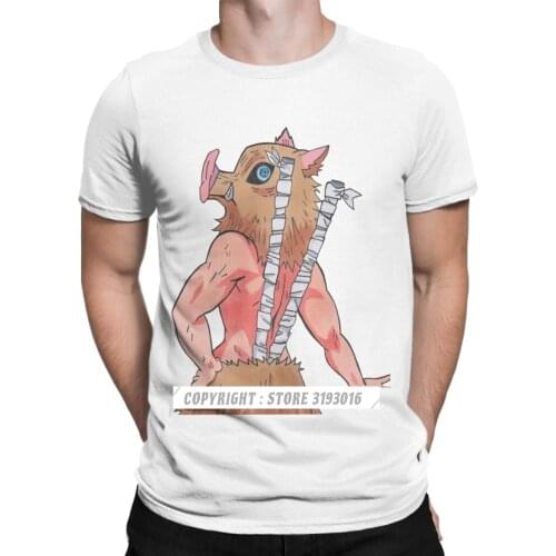 Fabulous Inosuke Hashibira T-Shirts Men Demon Slayer Anime Demon Blade Vintage Christmas Tees T Shirts Streetwear