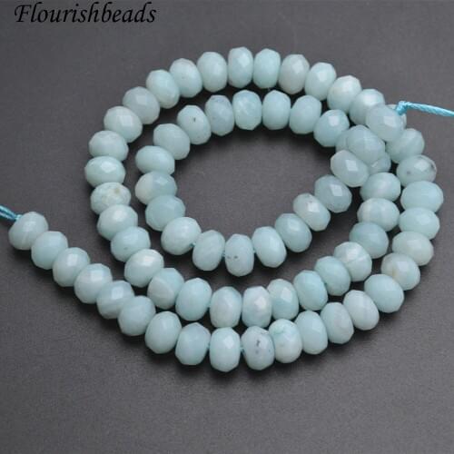 Faceted Natural Pure Color Amazonite Stone Rondelle Shape Loose Beads 2x4mm 3x5mm 4x6mm 5x8mm 6x10mm