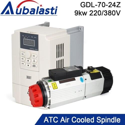 HQD 9kw Automatic Tool Change Spindle ISO30 Air Cooled ATC Spindle Motor 220v 380v 24000rpm Inverter for Wood Working CNC Router