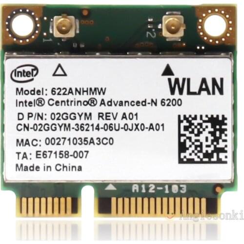 INTEL 6200 ADVANCED-N DUAL BAND 2.4/5Ghz 622ANHMW Wireless WiFi CARD DELL 2GGYM